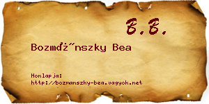 Bozmánszky Bea névjegykártya